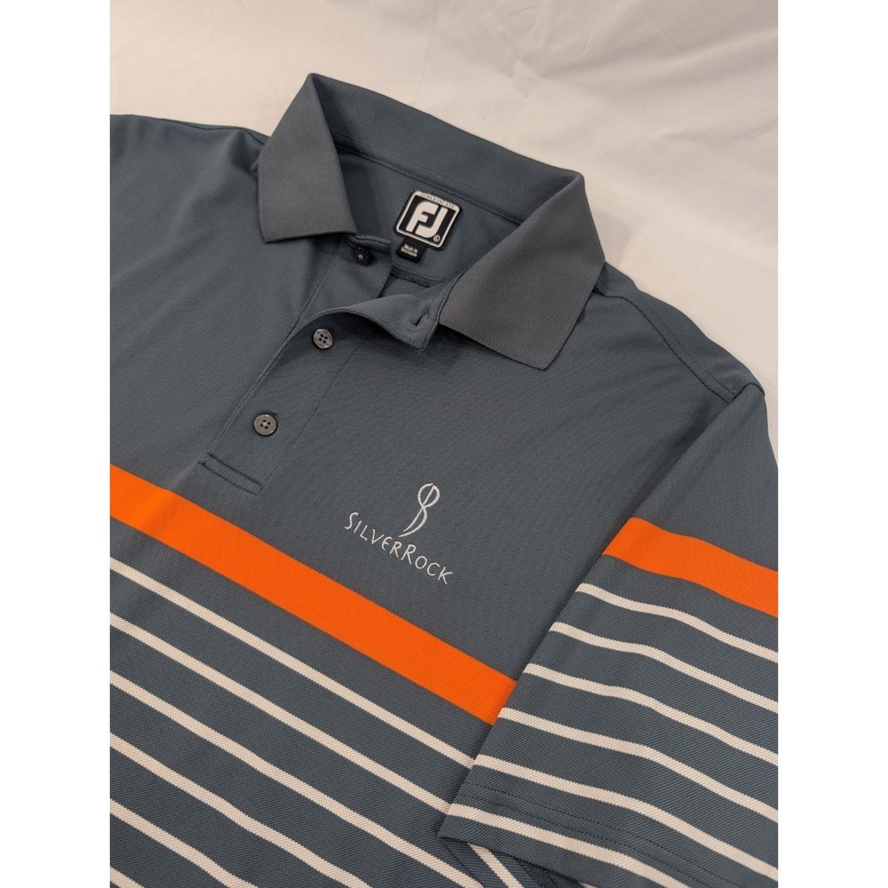 FootJoy Polo Shirt Mens Large Athletic Fit Collar Golf Performance Silver Rock